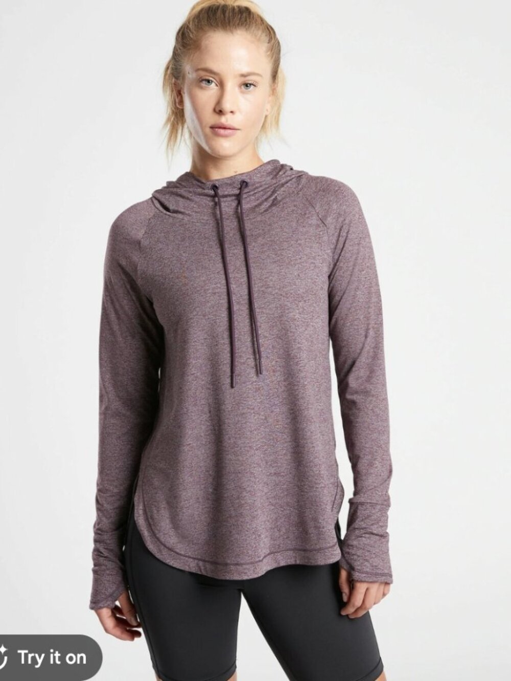 Athleta Uptempo Hoodie Sweatshirt agate Purple/Shark Grey Size Medium